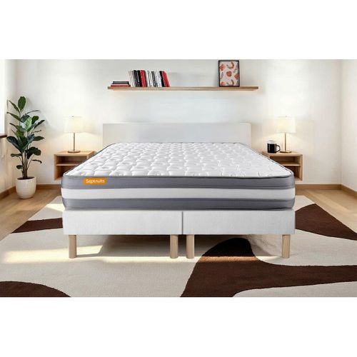 Ensemble Matelas Mémoire De Forme 180x200 Memo Plus Ep:24cm - Sommier Blanc
