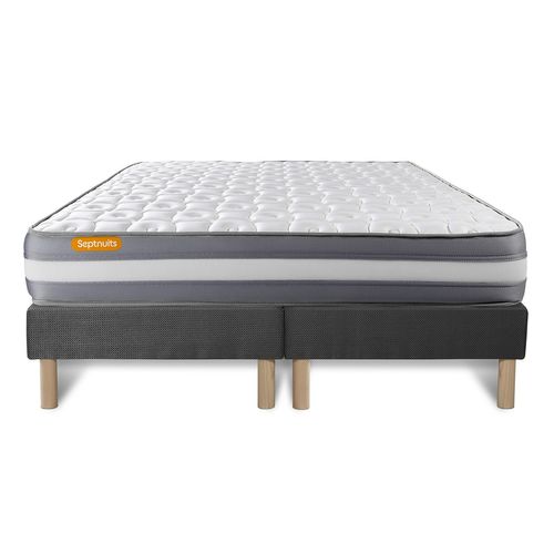 Ensemble Matelas Mémoire De Forme 180x200 Memo Plus Ep:24cm - Sommier Gris