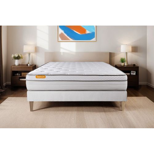 Ensemble Matelas Ressorts Ensachés Et Mémoire De Forme 160x200 Memo Luxe Ep:26cm - Sommier Blanc