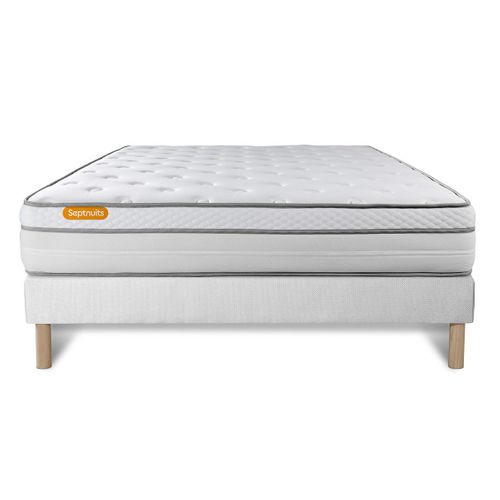 Ensemble Matelas Ressorts Ensachés Et Mémoire De Forme 160x200 Memo Luxe Ep:26cm - Sommier Blanc