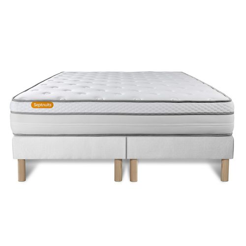 Ensemble Matelas Ressorts Ensachés Et Mémoire De Forme 160x200 Memo Luxe Ep:26cm - Sommier Blanc
