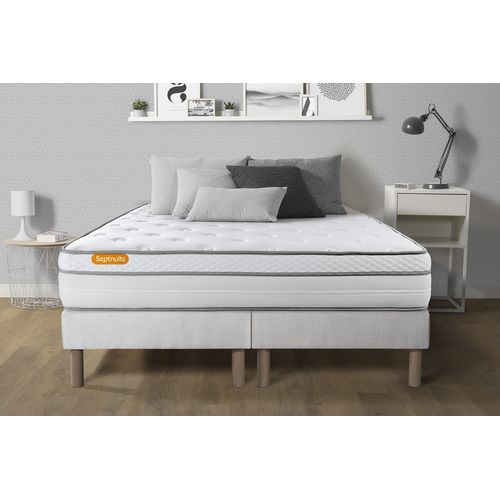Ensemble Matelas Ressorts Ensachés Et Mémoire De Forme 160x200 Memo Luxe Ep:26cm - Sommier Blanc