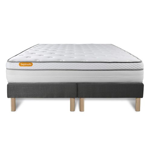 Ensemble Matelas Ressorts Ensachés Et Mémoire De Forme 160x200 Memo Luxe Ep:26cm - Sommier Gris
