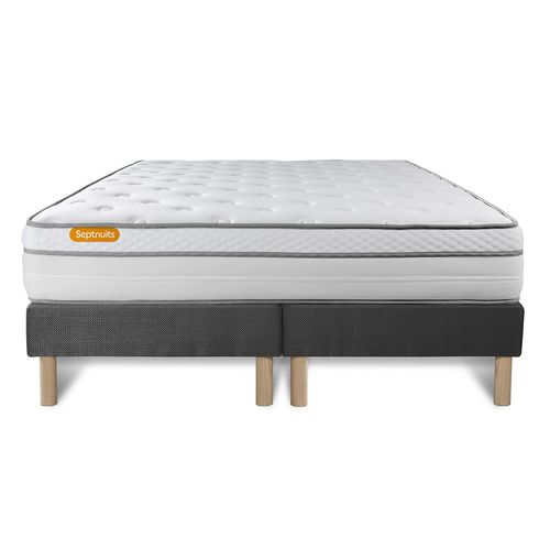 Ensemble Matelas Ressorts Ensachés Et Mémoire De Forme 160x200 Memo Luxe Ep:26cm - Sommier Gris