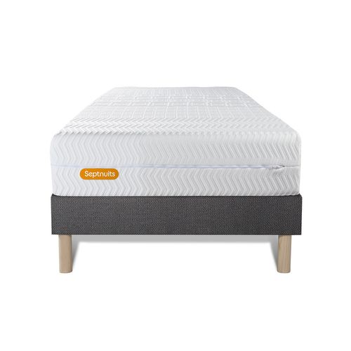 Ensemble Matelas Mémoire De Forme 90x190 Memo Bio Ep:26cm - Sommier Gris