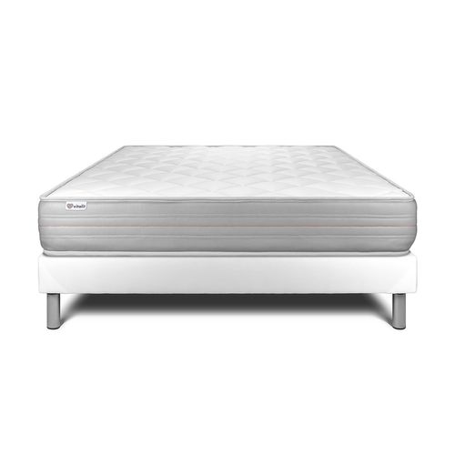 Ensemble Matelas Mousse Polyuréthane à Mémoire De Forme 140x190 Vitalmemo Ep:18cm - Sommier Blanc