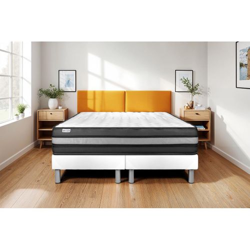 Ensemble Matelas Mousse Polyuréthane à Mémoire De Forme 200x200 Vital Power Zen Ep:24cm - Sommier Bl