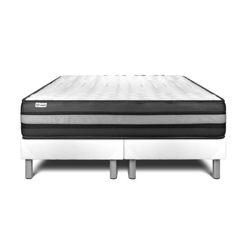Ensemble Matelas Mousse Polyuréthane à Mémoire De Forme 200x200 Vital Power Zen Ep:24cm - Sommier Bl
