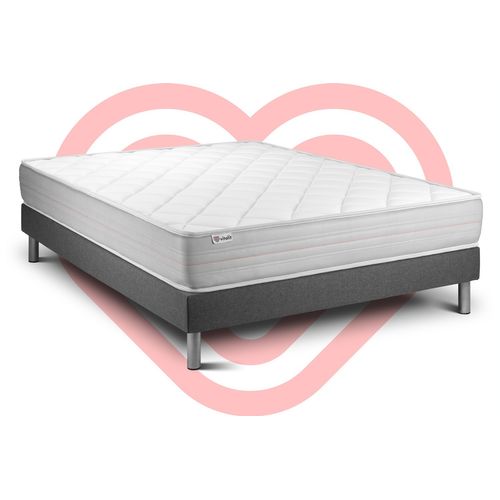 Ensemble Matelas Mousse Polyuréthane à Mémoire De Forme 140x190 Vitalmemo Ep:18cm - Sommier Gris