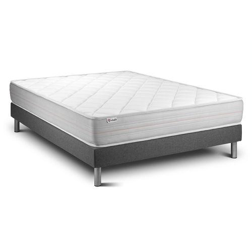 Ensemble Matelas Mousse Polyuréthane à Mémoire De Forme 140x190 Vitalmemo Ep:18cm - Sommier Gris