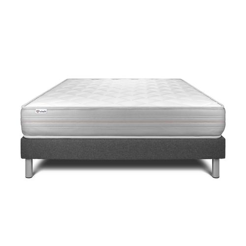 Ensemble Matelas Mousse Polyuréthane à Mémoire De Forme 140x190 Vitalmemo Ep:18cm - Sommier Gris