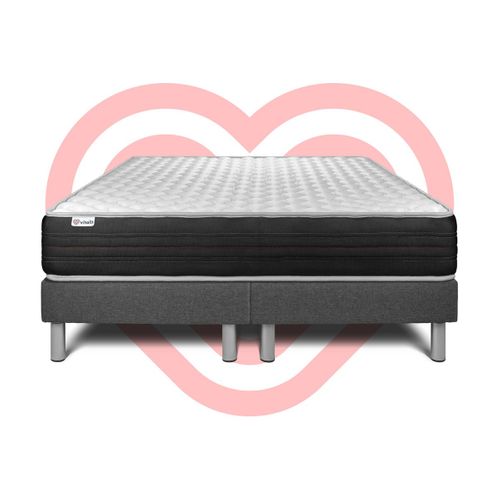 Ensemble Matelas Mousse Polyuréthane à Mémoire De Forme 2x80x200 Vitalmemo One Ep:24cm - Sommier Gri