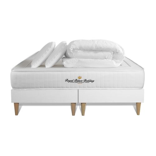 Ensemble Matelas à Mémoire De Forme Nottingham 180x200cm + Double Sommier 90x200 Cm + 2 Oreillers +