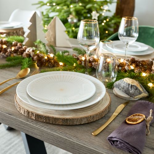 Assiette plate Ø27 cm DOTTY Blanche et dorée