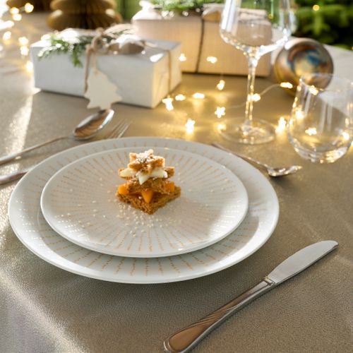 Assiette à dessert Ø 19 cm DOTTY Blanche et dorée