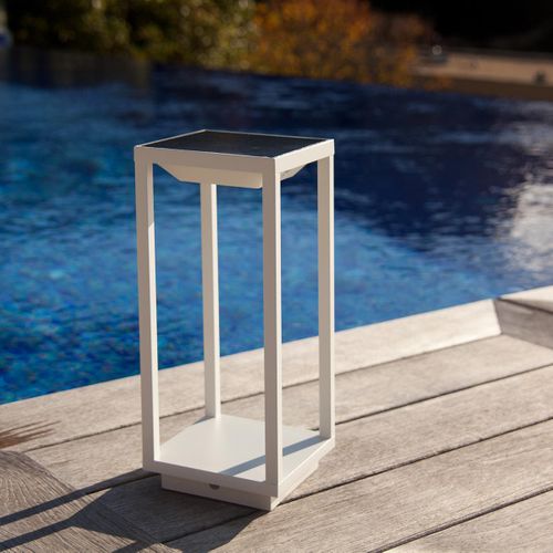 Lanterne Solaire Chic Hydra Blanc Aluminium H34cm