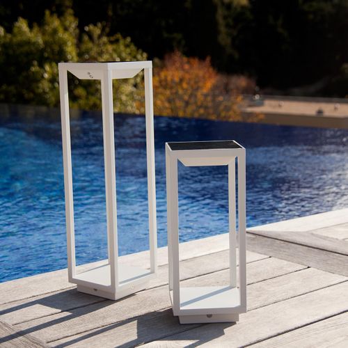 Lanterne Solaire Chic Hydra Blanc Aluminium H34cm