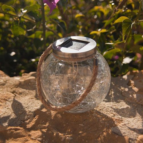 Lot De 2 Boules Solaires Crack Transparent Verre H13cm