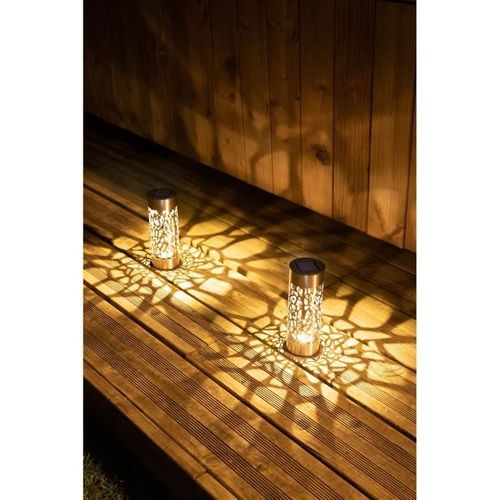 Borne Solaire Inox Galix G4445 - à Poser Ou à Planter - H28cm - Blanc Chaud