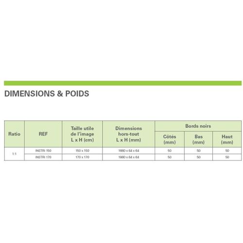 Écran De Projection Manuel Trépied 170x170cm - Instri170b