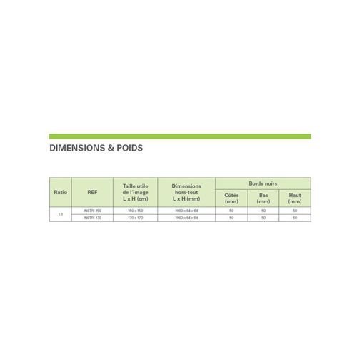 Écran De Projection Manuel Trépied 170x170cm - Instri170b