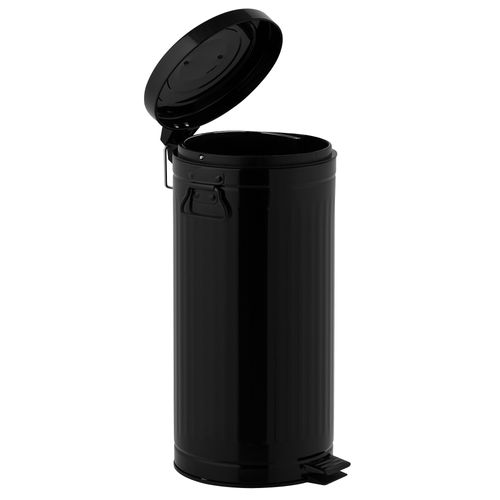 Poubelle De Cuisine à Pédale Brooklyn Noir Acier Inoxydable 30l