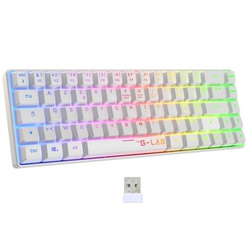 Clavier Gamer - Membrane - Keyz Hydrogen Wl - Rétroélairage Arc-en-ciel - Sans Fil - Blanc