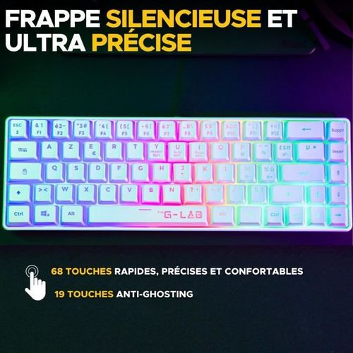 Clavier Gamer - Membrane - Keyz Hydrogen Wl - Rétroélairage Arc-en-ciel - Sans Fil - Blanc