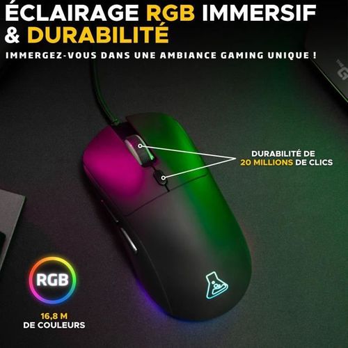 Souris Gamer Filaire - Kult-cobalt - Rgb - 12800 Dpi - Noir