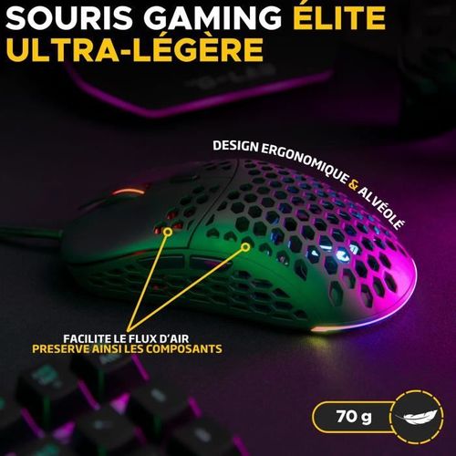 Souris Gamer Filaire - Kult-oxygen - Rgb - 12800 Dpi - Noir