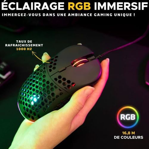 Souris Gamer Filaire - Kult-oxygen - Rgb - 12800 Dpi - Noir