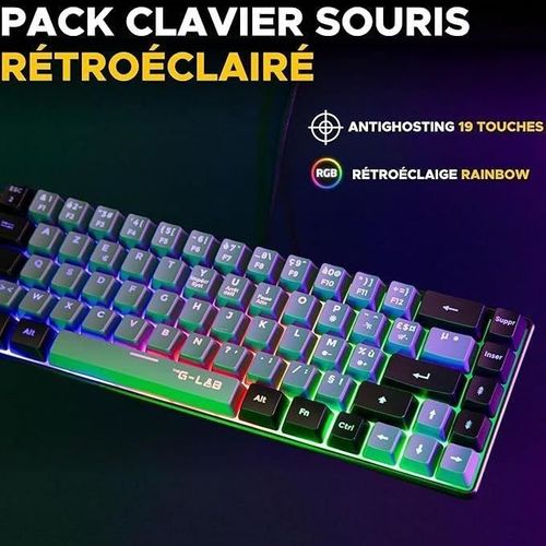 Pack Gamer 2 En 1 - Combo Hydro - Souris Filaire - Clavier Filaire - Gris/noir - Rgb