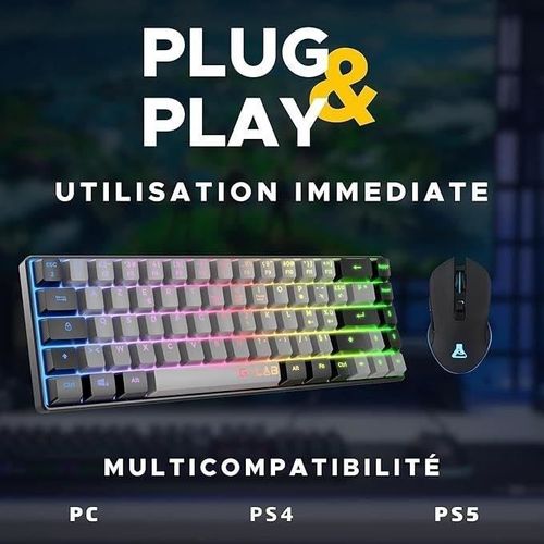 Pack Gamer 2 En 1 - Combo Hydro - Souris Filaire - Clavier Filaire - Gris/noir - Rgb