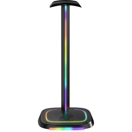 Support Casque Gamer - K-stand-neon Rgb - Hub USB/usb-c - Filaire - Éclairage Rgb - Noir