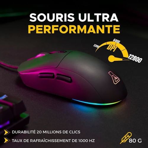 Pack Gamer Mécanique E-sport 2 En 1 -  Combo Titan - Souris 12800 Dpi - Clavier Mécanique