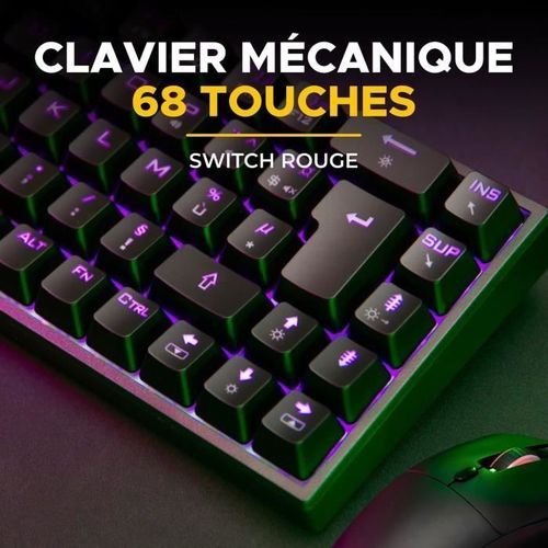 Pack Gamer Mécanique E-sport 2 En 1 -  Combo Titan - Souris 12800 Dpi - Clavier Mécanique