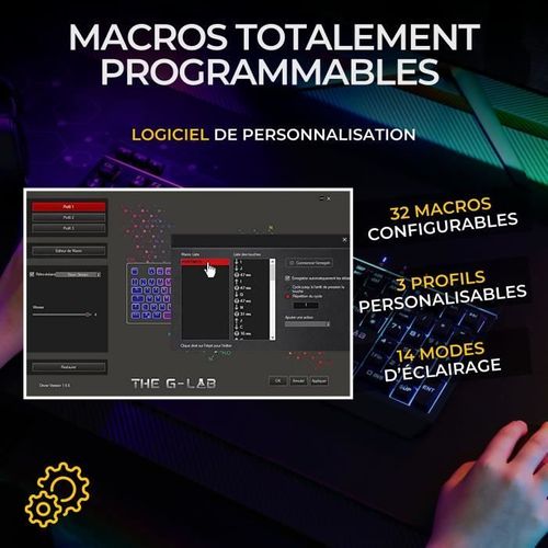 Clavier Gamer Sans Fil - Keyz Tungsten Ex - 32 Macros Configurables