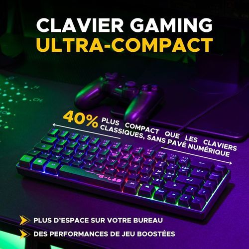 Pack Gamer Clavier Souris Filaire - Combo Hydrogen Bkg - Clavier Azerty - Noir