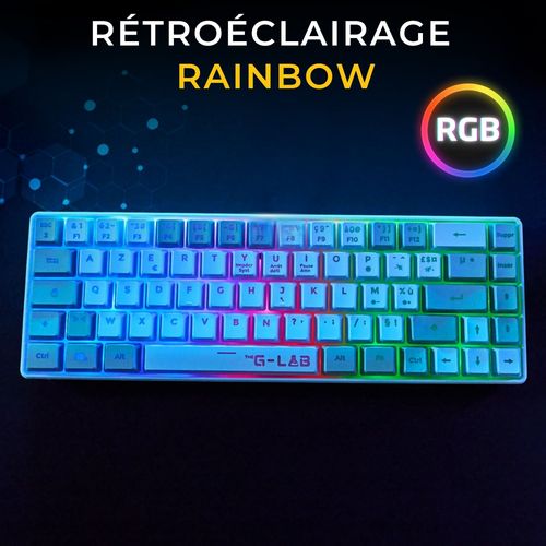 Clavier Gamer Filaire - Keyz-hydro-wg/fr - 60% Format Compact - Azerty - Rétroéclairé - Gris/blanc