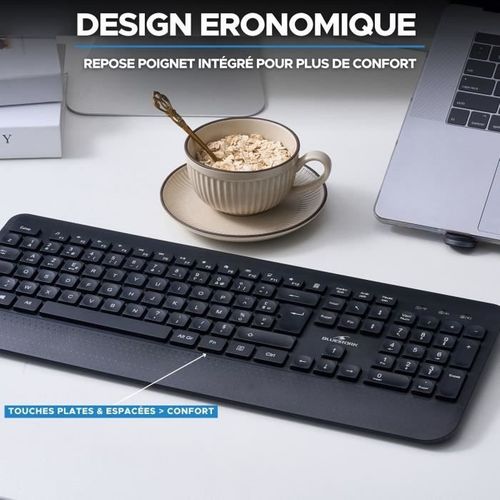 Clavier Sans Fil - Touches Creusées Ergonomiques - Office R2 - Azerty