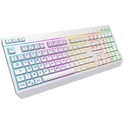 Pack Gamer Sans Fil - Combo Tungsten Ex W - Clavier + Souris - 32 Macros Configurables - Blanc