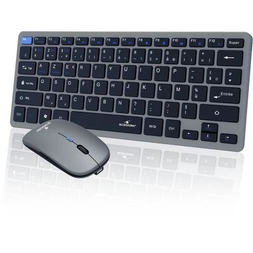 Ensemble Clavier Souris Sans Fil - Pack Mini - Bluetooth Et Dongle - Ultra Fin Et Léger - Nomade Tél