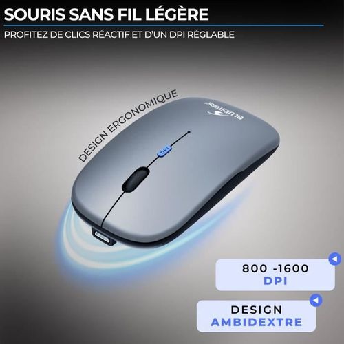 Ensemble Clavier Souris Sans Fil - Pack Mini - Bluetooth Et Dongle - Ultra Fin Et Léger - Nomade Tél
