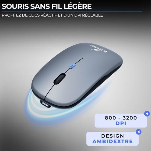 Souris - Sans Fil - M-wl-off105 - Silencieuse - Bluetooth Ou Dongle 2,4 Ghz - Gris/noir