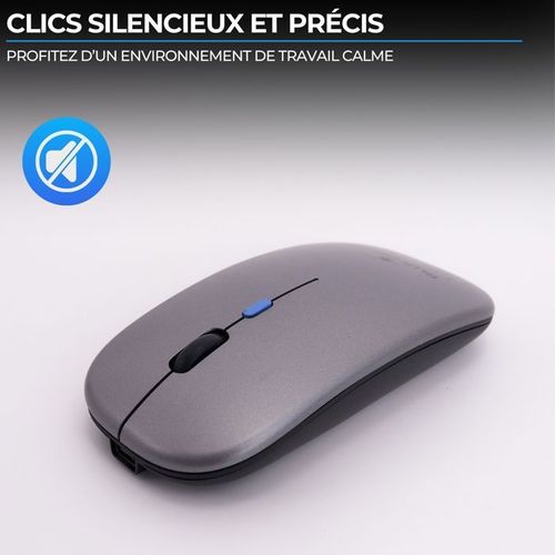 Souris - Sans Fil - M-wl-off105 - Silencieuse - Bluetooth Ou Dongle 2,4 Ghz - Gris/noir