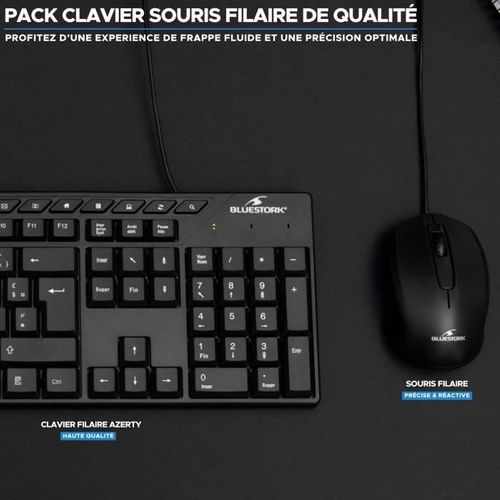 Pack Clavier Souris - Media Office - Filaire - Azerty - Compatible Windows - Noir