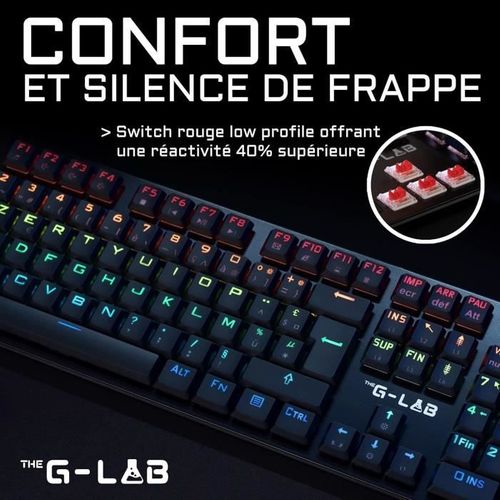 Clavier Gamer - Keyz Platinium - Mécanique - Ultra Low Profile - Rgb - Filaire - Azerty - Noir