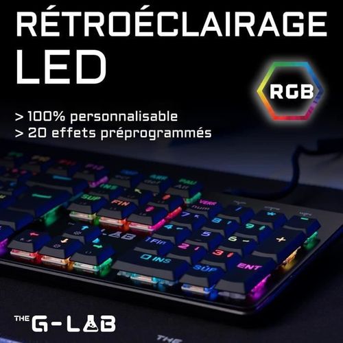 Clavier Gamer - Keyz Platinium - Mécanique - Ultra Low Profile - Rgb - Filaire - Azerty - Noir