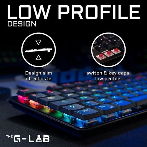 Clavier Gamer - Keyz Platinium - Mécanique - Ultra Low Profile - Rgb - Filaire - Azerty - Noir