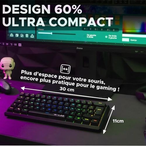 Clavier Gamer - Keyz Thallium Tkl - Mécanique (switch Rouge) - Rgb - Filaire - Azerty - Noir